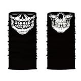 Yuannee Pañuelo Tubular Hombre,2 Bragas Tubulares con Diseño Calavera Pañuelo Multiusos Poliéster Transpirable Pasamontañas Ajustable Unisex Hombre Mujer para Moto Deporte Halloween