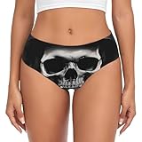 VOSERY Ropa interior para mujer, diseño de calavera, color blanco y negro, Negro , M