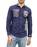 Subliminal Mode - Camisa para hombre bordada moderna y moderna cuello Kent de manga larga a rayas de corte ajustado BX508, azul marino, 3XL