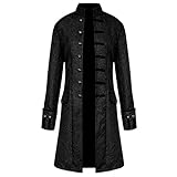 Ropa punk hombre chaqueta gótica abrigo palacio vintage botones manga larga Smoking abrigo Cosplay disfraz uniforme victoriano uniforme, Negro , L