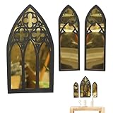 Stibtmr Espejos góticos, espejos de catedral, paquete de 3 unidades, decoración de pared, muebles góticos - Espejos rústicos para ventana de catedrales, espejos decorativos, decoración de muebles