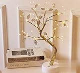 Lámpara de Rama de árbol de Cadena de Cobre Estrellado con batería LED o Suministro USB Luz de Noche de Alambre cálido con Interruptor táctil para la decoración de la habitación del hogar