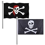 Bandera Pirata,Bandera De Cuchillo De Cruz Y Bandera,Jolly Roger Bandera,Bandera Con Calavera,Bandera Pirata PequeñA,Bandera Pirata Con Bandana Rojo,2pcs