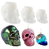 3 moldes de resina epoxi con forma de calavera para Halloween, forma de calavera, moldes de silicona para fundición, calaveras de Halloween, resina epoxi para casa, decoración de Halloween