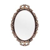 Tstarer Espejo decorativo vintage con marco dorado, espejos colgantes de pared y bandeja de mesa para dormitorio, sala de estar, tocador, ovalado, 9.6 pulgadas de ancho x 14.3 pulgadas de largo