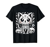 Esqueleto Disfraz De Halloween Calavera Gato Camiseta