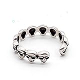 N-Keoboo Anillo de plata de ley 925 con diseño de calavera gótica, ajustable, para joyas de mujer con banda de eternidad