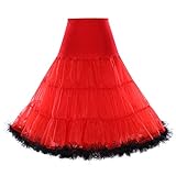 Boolavard 1950 - Enagua para vestido rockabilly, miriñaque, Rojo con adornos negros, L-XL