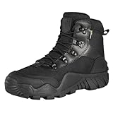 FREE SOLDIER Botas de Caza para Hombres Medio Alto Zapatos Botas Militares de Combate de Tiro Alto con Cordones Ligeros para Todo Terreno para Montaña Trekking(Negro 44EU)