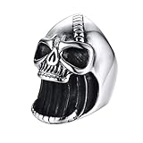 Tioheam Anillo de calaveras góticas, abridor de botellas de calavera | Abridor de botellas de cerveza con anillo gótico de motorista de calavera punk vintage | Anillo de hombre gótico punk joyería