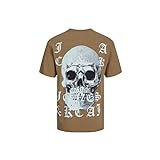 JACK&JONES Camiseta para Hombre de Manga Corta Estilo Rebelde en Color beig - Marron, M