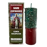 Velón de San Cipriano para Cortar Maleficios | Poderoso Velón Ritualizado para Romper Mal de Ojo, Maldiciones, Trabajos de Magia Negra y Malas Energías | Con Hierbas, Pergamino e Instrucciones.