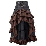 Steampunk - Falda gótica para mujer, estilo steampunk, estilo vintage, de un solo color, estilo medieval, Za-marrón., XXXL