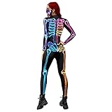 Steadybombb Disfraces de Esqueleto para Mujer - Mono de Esqueleto de Halloween Disfraces con Estampado de Calavera en | Disfraz de Fiesta de Halloween Cosplay Masquerade Accesorios para Mujer