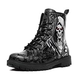 AWSOLE Botas de combate góticas, botines de cuero con cordones, botas de trabajo de cuero para hombres y mujeres, color 2, 41 1/3 EU