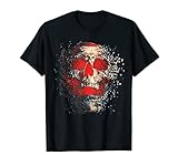 Calavera humana brillante en llama, calavera de fuego Camiseta