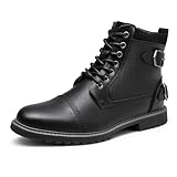 Bruno Marc Botas Moto Hombre Botines Hombre Militares Botas de Combate Tacticas con Forro Calido,Size 41,Negro,Philly_10