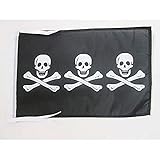 AZ FLAG Bandera Pirata 3 Calaveras 45x30cm - BANDERINA con Calavera 30 x 45 cm cordeles