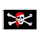Bandera pirata Jolly Roger 60 x 90 cm para fiestas piratas al aire libre y banner KTV calavera para decoración de Halloween, bar resistente a los rayos UV y a la decoloración (3)