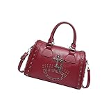 Bolso de mano con diseño de calavera con tachuelas, estilo punk, bolso de hombro de gran capacidad, bolso colorido para niñas, bolso de mano fácil de transportar para mujeres, bolso con correa
