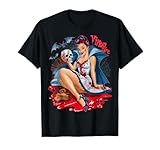 Vintage Pinup Vampire With Skull And Bats Design Camiseta