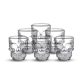 Hostelnovo - Pack de 6 chupitos calavera – Elaborados en vidrio resistente – Ideal para ocasiones especiales – Chupitos de 50 ml