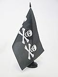 AZ FLAG Bandera de Mesa Pirata 3 Calaveras 21x14cm - BANDERINA de DESPACHO con Calavera 14 x 21 cm