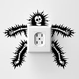 Calcomanía decorativa de calavera para pared para niños y adultos, arte de vinilo para interruptor de luz o enchufe de alimentación, divertida decoración del hogar para Halloween o todo el año