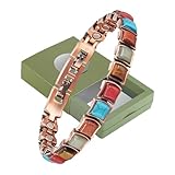 Pulsera magnética de cobre antiguo para mujer, pulsera magnética de colores con piedras, 22CM, Cobre