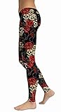 sissycos Leggings para mujer con diseño de calavera, multicolor, suaves, elásticos, largos., Skull Rose 2 - Leggings, XL