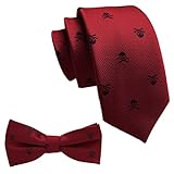 Tsangbaby Corbatas para hombre, conjunto de pajarita, corbata de cráneo, exquisita corbata de 2.36 pulgadas, corbatas para fiesta de Halloween, Rojo, talla única, sxa0422