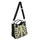 Bolsos de esqueleto gótico luminoso para mujer, estilo punk, Black