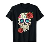 Dia De Los Muertos Floral Sugar Skull Camisetas Para Mujer Chica Camiseta
