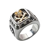 VELESAY Anillos Hombre Acero Inoxidable Anillo Vintage Calavera Anillo Punk Rock Skull Anillo Biker Gótico Cráneo Anillo Calavera Mujer Anillos Joyería Hombre Calavera Anillos Oro US10