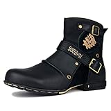 COWSDELLA Botas Hombre Moto Cuero de Moda Militares Botines con Cremallera Invierno Chukka Boots