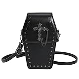 AMZLORD Bolso cruzado gótico para mujer, diseño de calavera de dibujos animados, bolsa de hombro con cremallera, correa cruzada ajustable, de piel sintética, novedosa bolsa versátil para Halloween,
