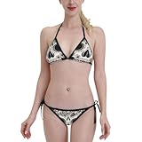 LGHDFYO Conjunto de bikini de 2 piezas con estampado de calavera mexicana para mujer, traje de baño con tirantes ajustables en la espalda para playa y natación, Negro -, Talla única