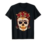 Calavera Flor Halloween Día De La Muerte Máscara De Las Mujeres Disfraces Camiseta