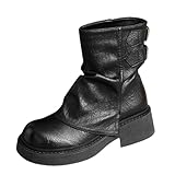 Botas de plataforma para mujer, estilo gótico, punk, botines con tacón de bloque, botas de media caña plegables, botas de piel sintética, botas de equitación, botas de motociclismo, Negro , 38 EU