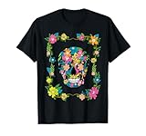 Calavera floral vintage y flores florecientes Calavera de Camiseta