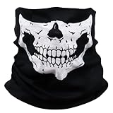 Awumbuk Pañuelo Multifunción para Moto Hombre, Halloween Calavera Máscara de Esqueleto Máscara de Tormenta esquí Pañuelo para el Cuello Negro