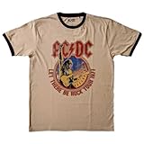 AC/DC Ringer Camiseta Let There Be Rock Tour '77 Oficial Unisex Sand M, arena, M