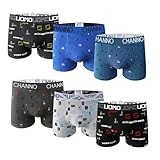 Pack de 6 Boxers de Algodón Ajustados de Diferentes Estampados Originales, Cómodos y Suaves. Colección UOMO (Talla XL)