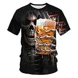 Camiseta Camiseta Hombre Calavera Estampado Digital 3D Manga Corta,T3484,SG