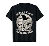 Tempus Fugit Memento Mori Skull Reloj de arena Cuervo Arte gótico Camiseta
