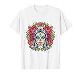 Dia De Los Muertos Floral Calavera De Azúcar La Catrina Halloween Camiseta