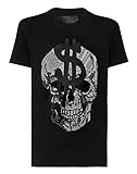 Philipp Plein Masculino T-Shirt Round Neck SS Skull Negro X-Small