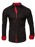 Kayhan Hombre Camisa, TwoFace Black/Ärmel Red S