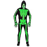 WIDMANN MILANO PARTY FASHION - Disfraz Esqueleto, mono con capucha, neón, brilla bajo luz ultravioleta, disfraz Halloween