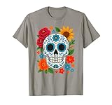 Calavera de azúcar de Arte Popular Mexicano con Rosas y Girasoles Camiseta